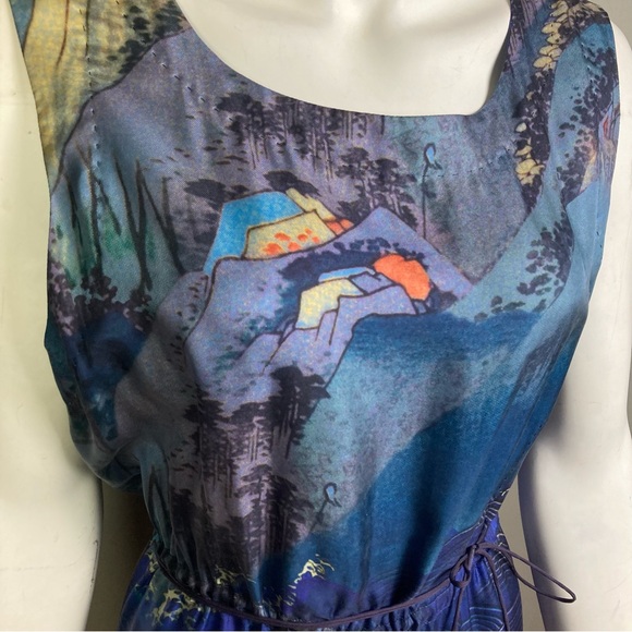ROCHAS Dress size 4 /40 Blouson tiered Paris fashion French liquid abstract art - Picture 5 of 15